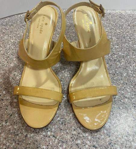 Kate Spade  Clume Beige Patent Rainbow Wedges