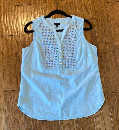 Talbots  blue beaded front sleeveless blouse size medium petite