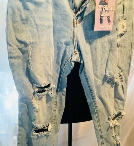 Wax Jean NWT Wax  Boyfriend Jeans Medium Blue Wash, Distressed Size 9/29