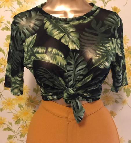 Sans Souci leaf print mesh t shirt size M