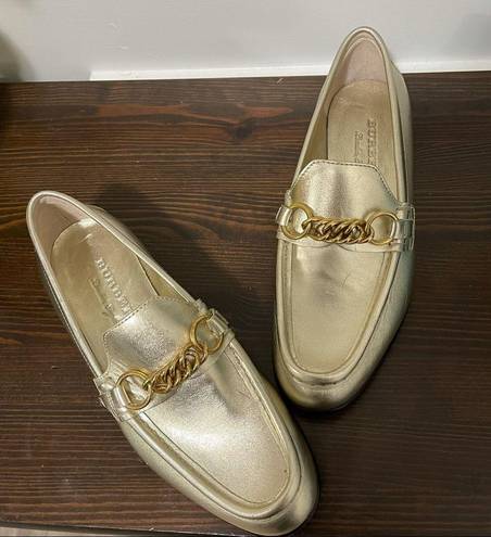 Burberry  NEW light gold metallic leather chain links loafers size 37