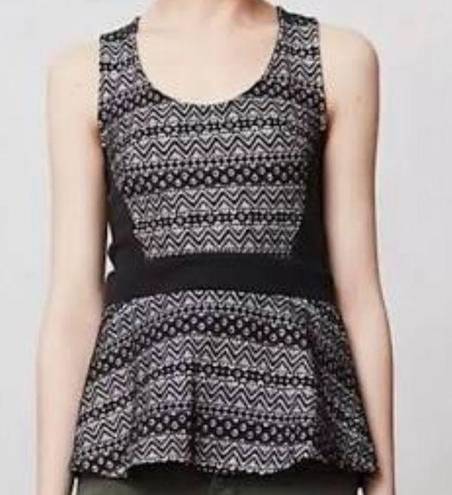 Deletta ANTHROPOLOGIE  Black Lace Peplum Tank Top