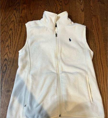 Ralph Lauren Lauren  Golf Womens Small Ivory  Fleece Zip Vest Pockets