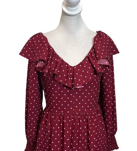 Draper James  Mini Shift Dress Preppy Merlot Red Polka Dot Womens Size 6 SAMPLE