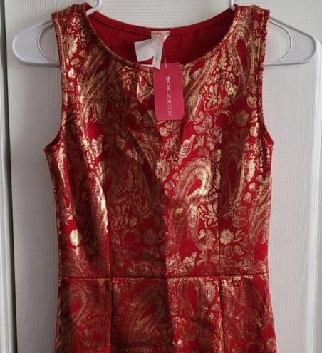 Love Culture NWT  Red Gold Foil Wrap Dress Size S