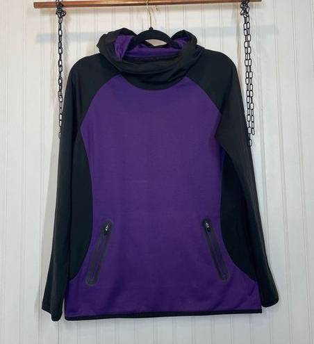 Second Skin  Scuba Hoodie Sweatshirt Womens Purple Black Colorblock Size L