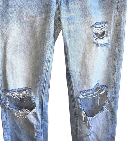 LOGG L.O.G.G. Women's Light Wash Mid Rise Heavily Distressed Jeans Button Fly Size 2