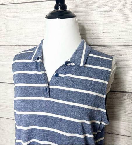 Nike  Dri-Fit Sleeveless Striped Polo Shirt Blue Gray & White Size Large Golf