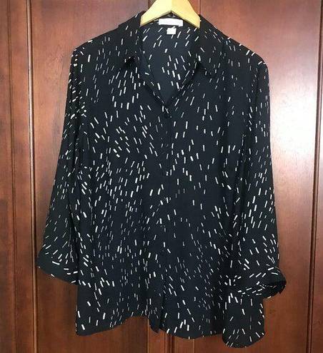 Coldwater Creek  Black White Button Front Blouse Top Women Size 1X 18