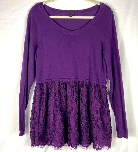 Torrid  Purple Lace Babydoll Pullover Peplum Long Sleeve