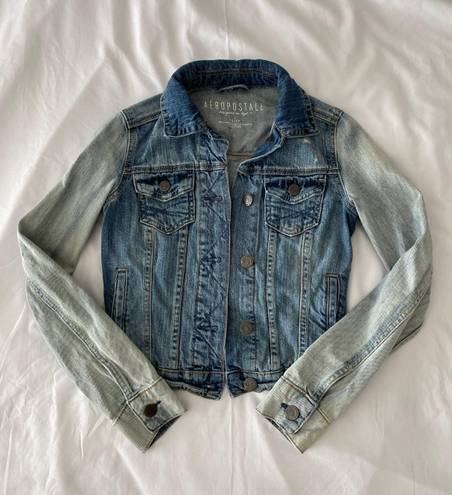 Aeropostale Blue Multi Wash Jean Jacket