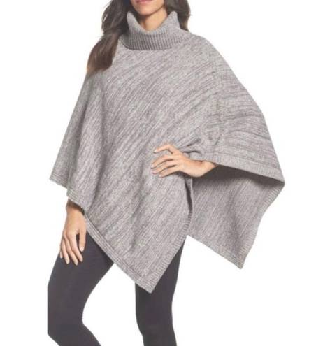 Barefoot Dreams Cozychic Point Dume Poncho Heather Gray 801 Turtleneck One Size