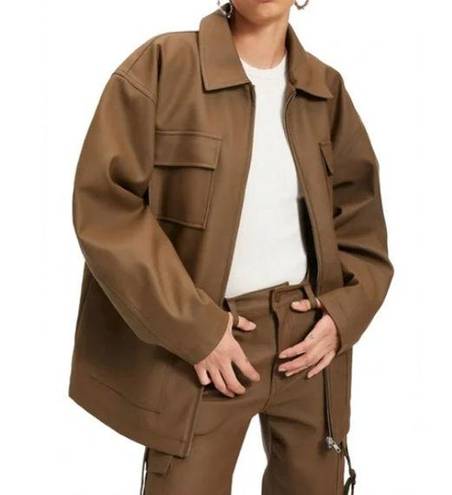 Good American  Brown Better Than Leather Oversized Chore Jacket Plus Size 5 NWT