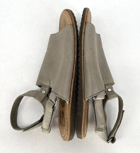 Sorel  Ella Mule Ankle Strappy Roman Sandal Grey Beige Leather Women’s Size 7.5
