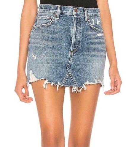 AGOLDE  Denim Skirt Ada 100% Cotton Distressed Mini Summer Frayed Premium SZ 27