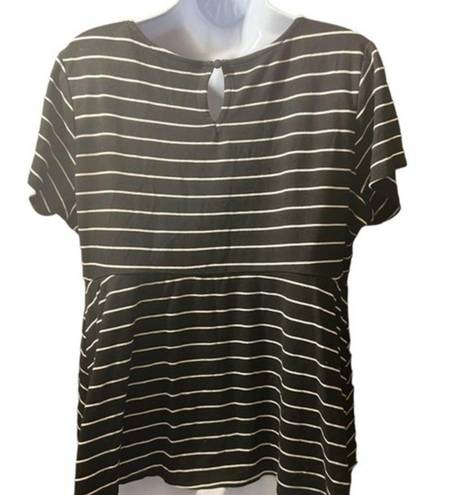 Torrid  Black and White Striped Peplum Ponte Crew Neck Top‎ 1 (1X)