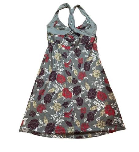 Patagonia  Morning Glory Gray Floral Print Strappy Cross Back Shelf Bra Dress S