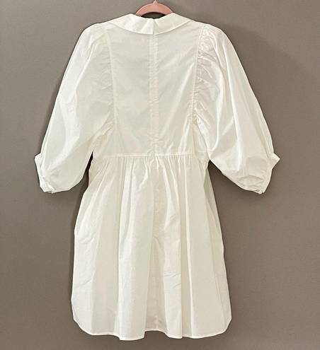 Hunter Bell White Noah Dress Pockets Collared Cotton Mini Swing Dress  Medium