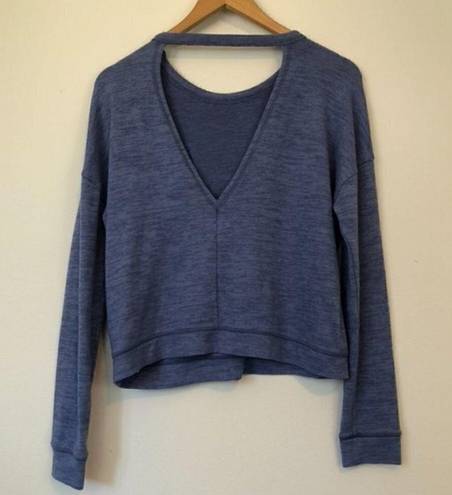 Gilly Hicks  / HOLLISTER Blue Cutout V Back Sleep Pajama PJ Sweatshirt Crewneck