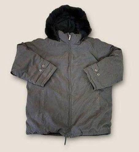 London Fog  Down Fur Trim Hood Coat Charcoal Gray 2X Regular