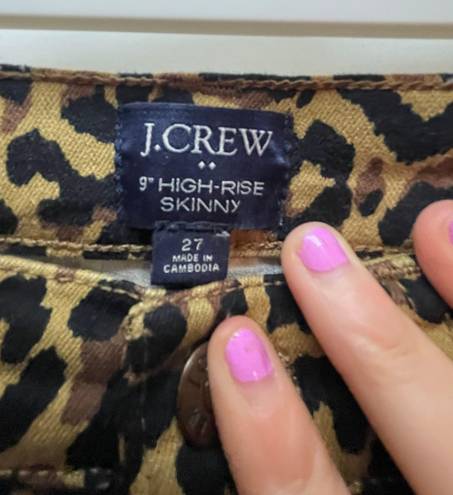 J.Crew J.,Crew 9” High-Rise Skinny Leopard Print Jeans 