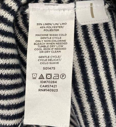 Loft  Striped Pocket Open Front Linen Blend Cardigan