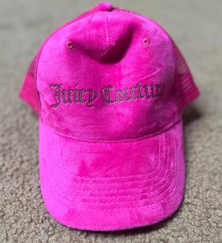 Juicy Couture  Pink Vintage Y2K Style Velvet Cap Hat