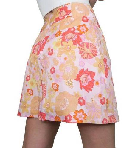 St. John’s Bay Vintage 90s St. Johns Bay Pink & Orange Floral Mini Skirt Skort