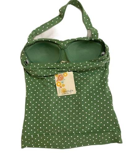 Energie  Green and white polka dot bra top NWT!