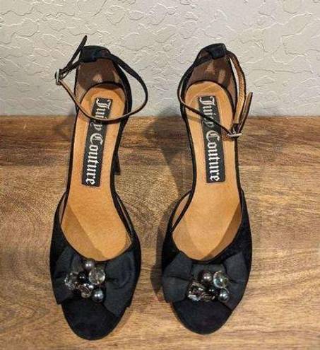 Juicy Couture  black velvet peep toe heels 8.5