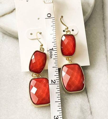 Style & Co  Earrings Reddish Pink Dangle Drop Statement Glam NWT