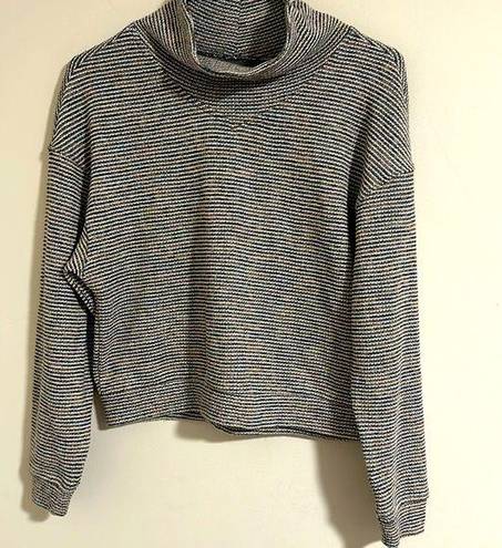 Madewell  Multicolor stripe knit turtleneck mock neck crop sweater top