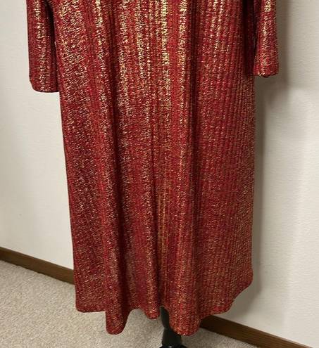 Heart soul  Plus size 2X red and gold shimmer 3/4 sleeve dress