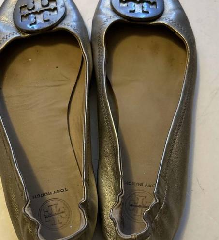 Tory Burch  bronze ballet slippers sz 8