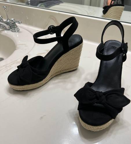 Black Bow Wedges Size 8