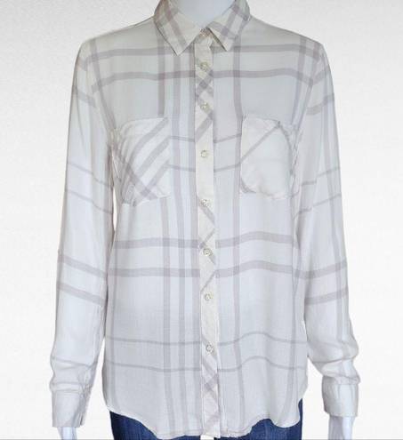 Romeo + Juliet Couture  White Gray Plaid Flannel Size Medium