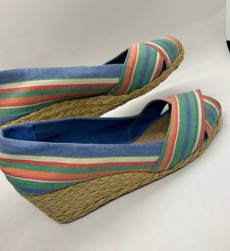 Ralph Lauren  Sandals Striped Espadrille Wedge Size 7.5 Resort Vacation