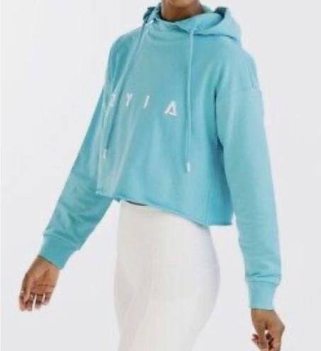 Zyia  Active blue pullover spellout logo hooded sweatshirt lounge