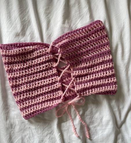 Handmade Crochet Twist Tube Top Pink