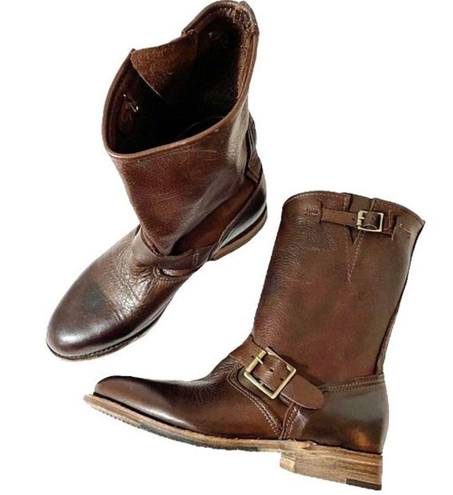 Krass&co Vintage Shoe  Brown Leather Side Buckle Boots Women’s Size 6 Made in USA