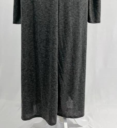 Caslon New  Cozy Knit Long Sleeve Wrap Dress Side Tie Midi Charcoal Grey