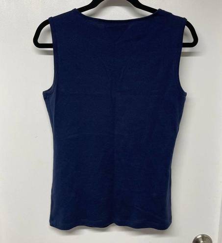 Karen Scott  Womens Sleeveless Top Size Medium Navy Blue Silver Stud T-Shirt