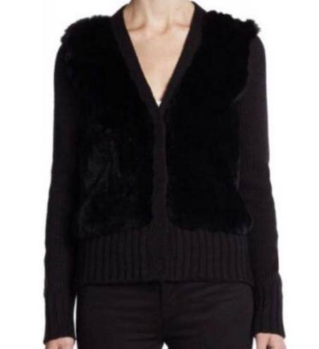 Elizabeth and James  Fur Cardigan Sweater