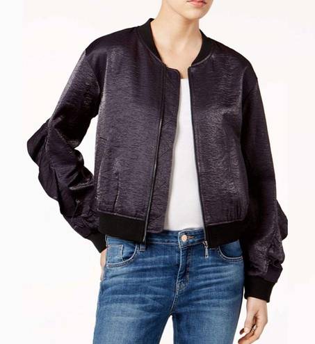 Guess  Black “Biella” Ruffled Bomber Jacket L