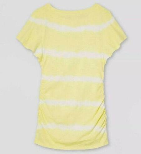 Isabel Maternity 𝅺Maternity Flutter Short Sleeve Knit Top  Yellow Tie Dye Small