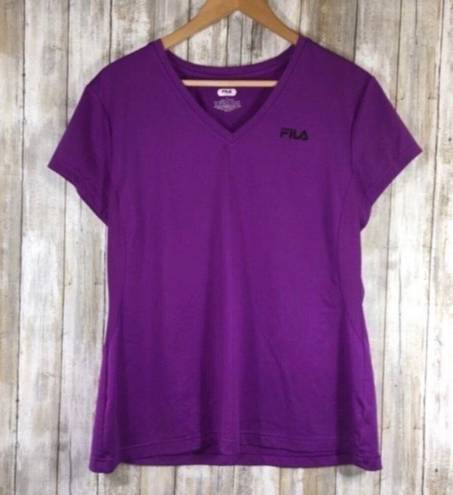 FILA Purple Fitted V Neck Tee