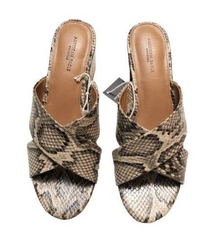 American Eagle  Womens SNAKESKIN  BLOCK HEEL Sandal Sz 8