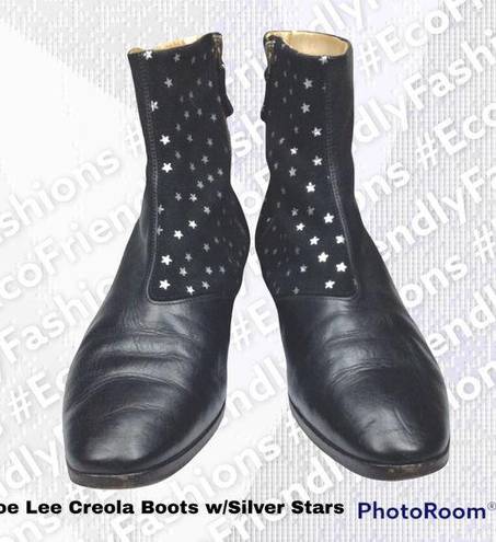 Lee Zoe  Nu 19 Womens Black Creola Boots Silver Stars Zipper Ankle Boot Size 39.5