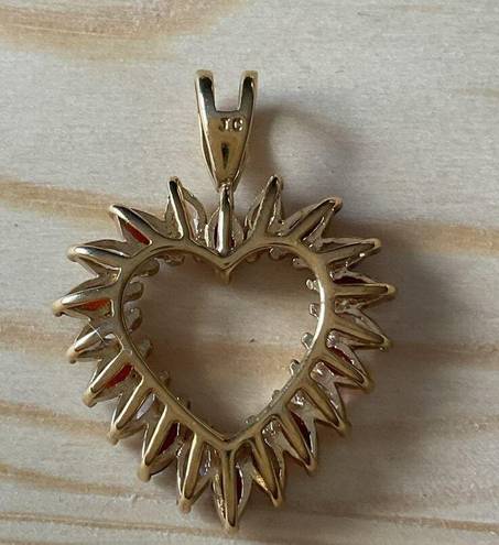 Red and Clear Rhinestone Heart Gold Tone Pendant