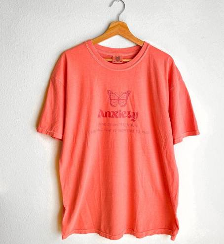 New Comfort Colors Short Sleeve Anxiety Graphic T-Shirt Salmon Color Size XL